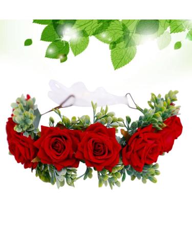 Minkissy Christmas Flower Headband - Red Artificial Rose Hair Wreath for Weddings & Festive Celebrations - Buy Online on GoSupps.com