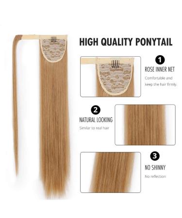 Vibrant 22-Inch Corn Wavy Long Ponytail Synthetic Wig | Clip-In Hair Extension with Brown Ponytail Pieces - 1013-27H613 - Buy Online on GoSupps.com