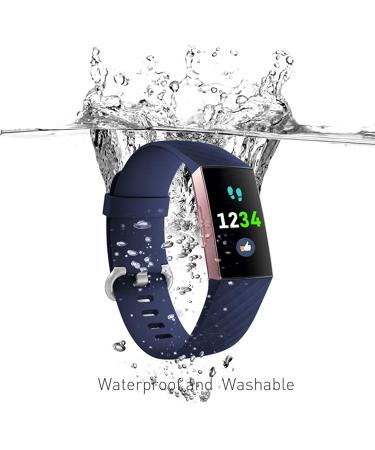 3 Pack Bands for Fitbit Charge 4/ Fitbit Charge 3/ Charge3 SE Silicone Fitness Sport Wristbands for Women Men Small Large black +navy blue+slate grey Small - Buy Online on GoSupps.com