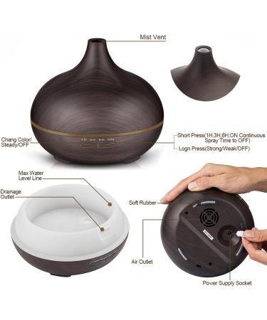 550ml Essential Oil Diffuser with Remote Control 3 Timer Settings Black - Buy Online on GoSupps.com