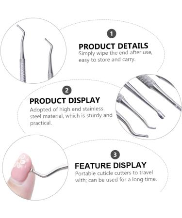 Beatifufu 1 Set Manicure Tools Pro Pusher Manicure Nippers Pusher Nail Art Gel Cuticle Remover Fine Point Tools Cuticle Cleaner Gel Pusher Tool Metallic Nail Polish Gel Stainless Steel - Buy Online on GoSupps.com