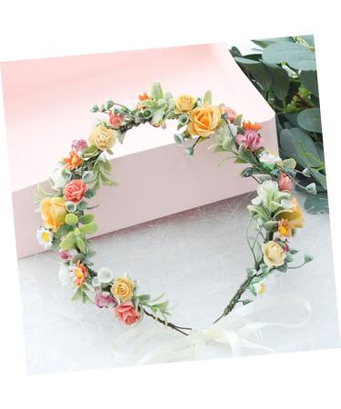 Gogogmee Artificial Flower Headband Headband Bridal Headpieces for Wedding Floral Wreath Headband Boho Hair Ties Lady Headband Flower Rose Wreath Bridal Fairy Headpiece Tiara Fabric - Buy Online on GoSupps.com