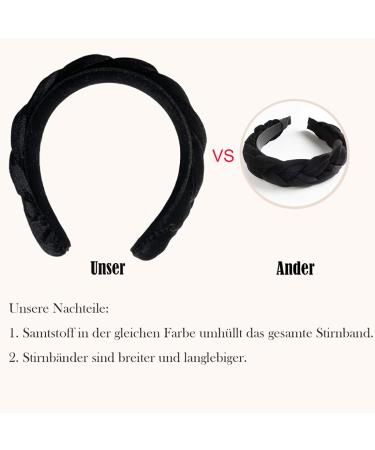 LEBENSWERT Velvet Braided Headband for Women - Vintage Wide Traditional Hairband in Black | Stylish Fashion Accessories International Shipping - Buy Online on GoSupps.com