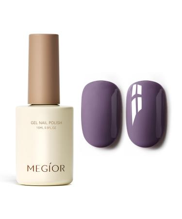 MEGIOR Purple Gel Nail Polish 15ml Gray Purple Gel Polish High Gloss Soak Off UV LED Nail Gel Polish for Nail Art Manicure Salon DIY Home Gift for Girls Grape Purple