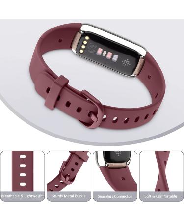 4 Pack Soft Silicone Bands for Fitbit Luxe - Replacement Straps for Fitbit Luxe/Luxe Special Edition Fitness Tracker - Women Men - Small - Black/Wine Red/Navy Blue/Grey - Buy Online on GoSupps.com