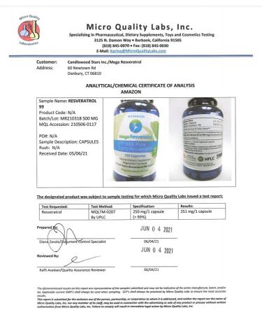 Mega Resveratrol 99% Pure Isolate 500mg Capsules - Pharmaceutical Grade Micronized Trans-Resveratrol - Purity Certified with NO Toxic Additives - 120 Veggie Caps - Buy Online on GoSupps.com