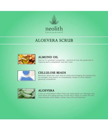 Neolith Aloe Vera Scrub - Exfoliating Scrub for Acne Blackheads & Dull Skin | Paraben & Sulphate Free | 100g | ECOCERT Certified | Ideal for All - Buy Online on GoSupps.com