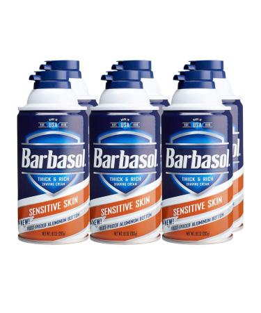 Barbasol Sensitive Skin Thick and Rich Shaving Cream for Men, 10 oz., Pack of 6 10 Ounce (Pack of 6)