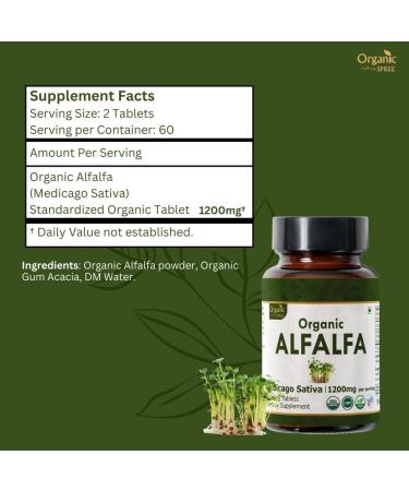 ORGANIC SPREE Alfalfa, Barley Grass & Tulsi Supplement 120 Tablets Each USDA Organic Medicago Sativa, Hordeum Vulgare & Holy Basil* - Buy Online on GoSupps.com