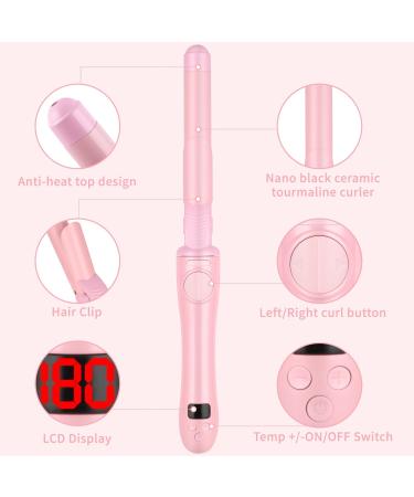 Automatic 1-Inch Curling Iron - Easy to Use Adjustable Temp 100-230 C Rapid Heating | Perfect Gift for Daughters & Lovers - Pink - Buy Online on GoSupps.com