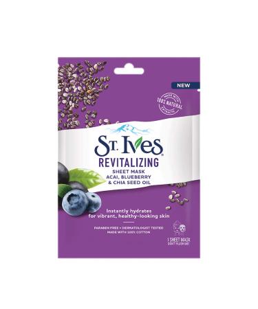 St Ives 23 ml Sheet Mask Revitalising Acai Blueberry and Chia Seed Oil (Single)