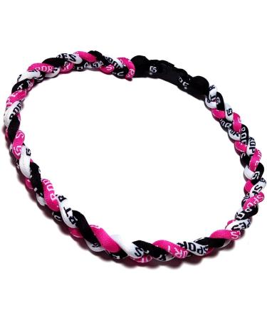 Sport Ropes Triple Titanium Necklace - Pink/Black/White - 18 - Buy Online on GoSupps.com
