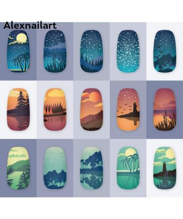 Alexnailart Nail Stamp Plate - Natural Landscape Sunset & Starry Sky Design | DIY Manicure Tool for Stunning Nail Art - Buy Online on GoSupps.com