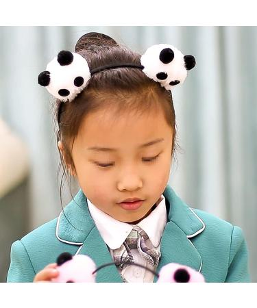 4 Pcs Panda Headband Furry Hair Hoop - Cute Cartoon Pom Pom Hair Accessories for Girls - Buy Online on GoSupps.com