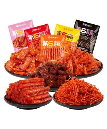 5 kinds of spicy noodles Instant Delicious Handmade Spicy Snacks Spicy Noodle Web Celebrity latiao Snacks gluten Sweet and spicy Chinese snacks Leisure snacks Nostalgia Spicy strips (10 bag)