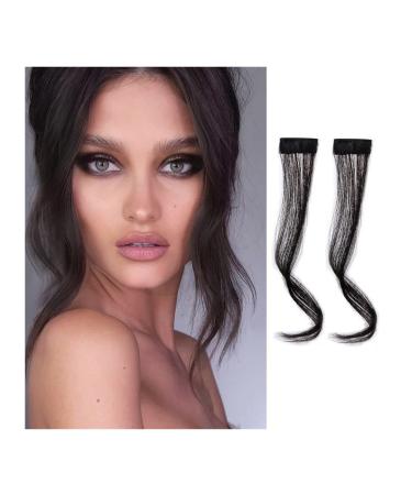 Bangs Hair Clip 2Pcs/set Synthetic Hair Bangs Clip in Front Side Bangs Wavy Curly Hair Extensions 30/35CM Long Natural Dragon beard Bangs Hairpiece for Women Bangs Clip in Hair (Color : 30cm Natural 30cm Natural Black