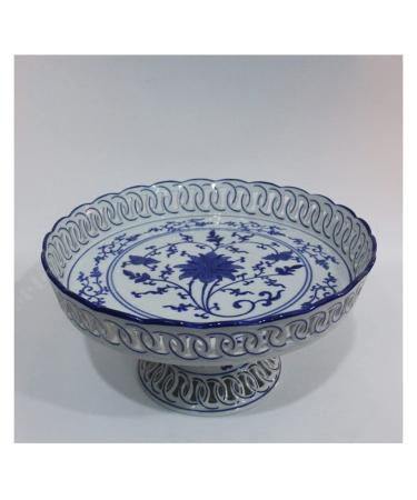 Fruit Bowl Salad Bowl Ceramic Fruit Bowl Modern New Chinese Style Hollow Hand-Painted Chinese Style Creative Home Living Room Office Fruit Bowl Fruit Bowl for Kitchen Counter (Color : A) (B)