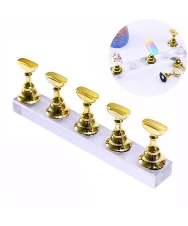 Crystal Salon Magnetic Manicure Nail Art Practice Display Stand False Tip Holder Stand Holder Set Nail Art Practice Holder Gold Magnetic Nail Showing Shelf