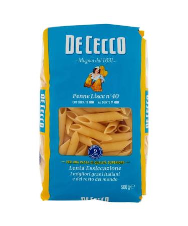 Italian Gourmet E.R. Pack of 10 De Cecco 100% Italian Penne Lisce N 40 pasta (500g) + Italian Gourmet Polpa (400g)