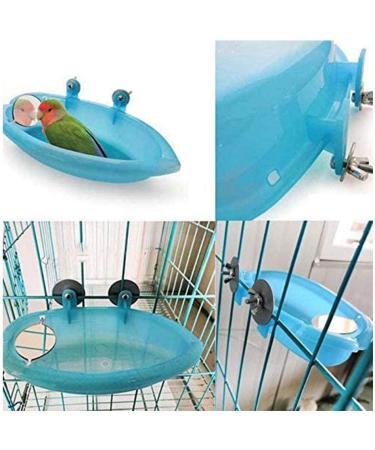 SHINYLYL Bird Bath Tub Bowl Hanging Toy for Parrot Budgie Cockatiel Cage (Blue) - Buy Online on GoSupps.com