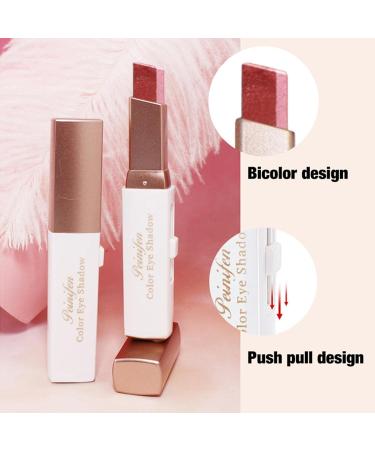 Eyeshadow Stick for Eyes Matte Finish Shimmer Eye Shadow Stick Makeup Brightener Highlighter for Pink Natural Neutral Brown Eyes Bicolor Long Lasting Waterproof Women Girls Beginner Sillervan 01#peach Blossom Makeup - Buy Online on GoSupps.com