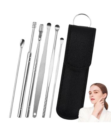 Shakven Earwax Cleaner Tool Set | /Set Tool for Ear Cleaner Removal and Cleaning | Stainless Steel Cleaning Kit with PU Bag for Safe and Home Ear Wax Removal Black