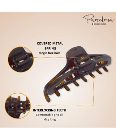 Parcelona French Slim Small Tortoise Shell Celluloid Hair Claw Clip - Brown/Black - Buy Online on GoSupps.com