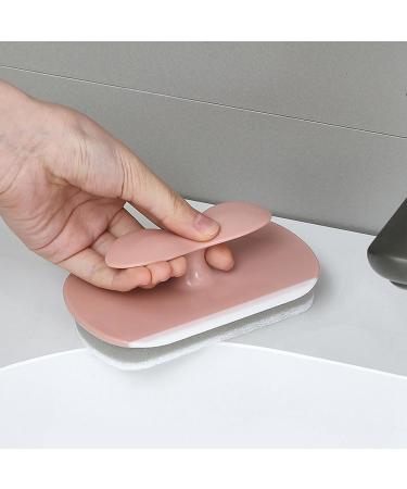 Shakven Squeegee Sponge Brush Sponge Brush Rubber Squeegee Scrubber for Cleaning - Household Cleaner Brush to Reach Tight Spaces for Bathroom Glass Kitchen Cooktops Pink - Buy Online on GoSupps.com