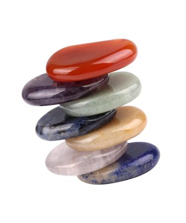Natural Crystal Rough 7 Pieces Stones Set Natural Palm Crystals for Reiki Feng Shui Decor with one Pouch Crystal