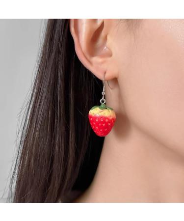 Delicate Resin Strawberry Earrings Simulation Fruit Earwears for Any Occasion - Buy Online on GoSupps.com