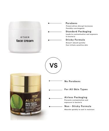 WOW Aloe Vera Multi-Vitamin Face Cream - Anti-Aging & Hydrating for Normal to Oily Skin - Paraben-Free Non-Comedogenic 50ml - Buy Online on GoSupps.com
