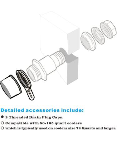 Set of 2 White Threaded Drain Plug Caps with Tether for Igloo Cooler - Replacement Parts - Buy Online on GoSupps.com