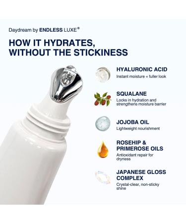 Endless Skin - Daydream - Natural Vanilla Flavor Lip Balm with Jojoba Oil Hyaluronic Acid and Squalane - Ultra Glossy Finish that Nourishes and Hydrates Your Lips - Vegan and Paraben Free - 15ml - Buy Online on GoSupps.com