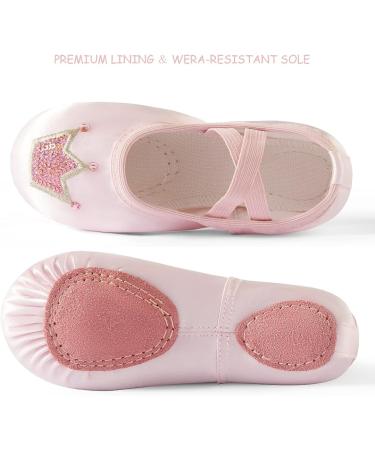TRIPLE DEER Girls Ballet Shoes - Satin Dance Slippers for Toddler/Little/Big Kid | Pink Crown Design - Buy Online on GoSupps.com