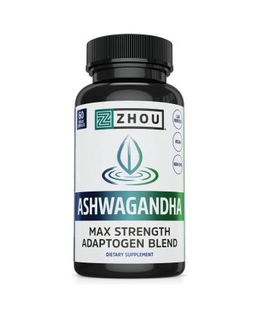 Zhou Nutrition Ashwagandha Max Strength 1200 mg 60 Veggie Capsules