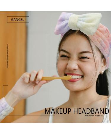 Gangel Fashion Tie Dye Makeup Headband and Wrist Bands Set - Soft Elastic Bow-Knot Spa Headband for Women - Microfiber Hair Wrap and Coral Fleece Skin Care Head Scarf - Buy Online on GoSupps.com
