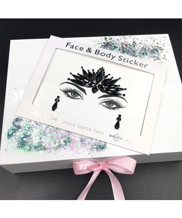 Black Face Jewels for Makeup, Festival, Halloween & Rave - Peacock Tail Rhinestone Sticker - Buy Online on GoSupps.com