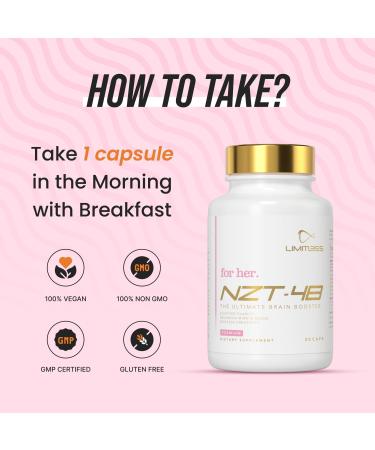 NZT-48 Premium Brain Booster for Her - Female Brain Booster - Brain Supplement for Memory + Focus + Natural Energy - Caffeinated AcetvI-L-Carnitine Vitamins B6 B12 30 Servings 30 Count (Pack of 1) - Buy Online on GoSupps.com