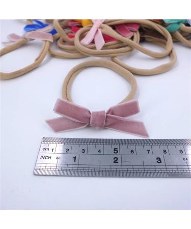 Velvet Bow Soft Stretchy Headbands for Newborn Infant Toddlers Hair Bow Elastic Bands Baby Girls Nylon Hairband (7 CM Mini 32 PCS) - Buy Online on GoSupps.com