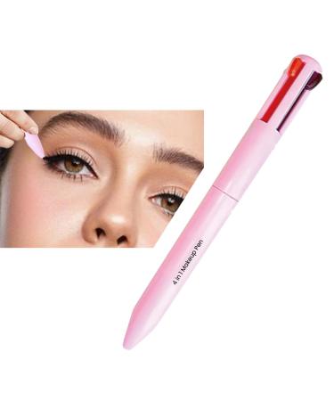 Lip Liner 4 in ONE Makeup Pen Eyeliner+Highlighter Pen High Pigment Eyebrow Pencil Easy Color & Portable Eyebrow Makeup+Lip Liner+Lipstick Eyebrow Colours & Contour Makeup Natural Brow Lift-4 color