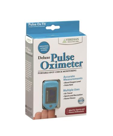 Deluxe Pulse Oximeter Blood Oxygen Saturation | Complete System Monitor Lanyard and Batteries | Portable Spot-Check Monitoring