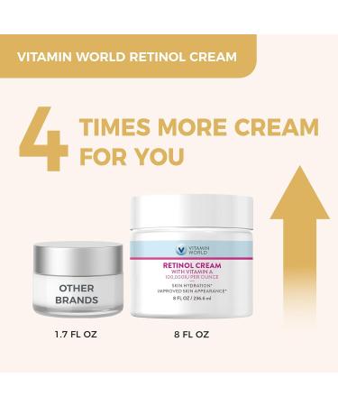 Vitamin World Retinol Cream 100,000 IU 8 oz - Vitamin A Face Cream - Buy Online on GoSupps.com