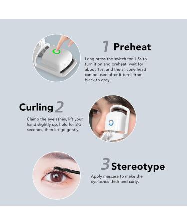 Qukaim Rechargeable Lash Curler Heated Eyelash Curler 3 Gears Temperature Adjustable Rechargeable Electric Lash Curler White - Buy Online on GoSupps.com