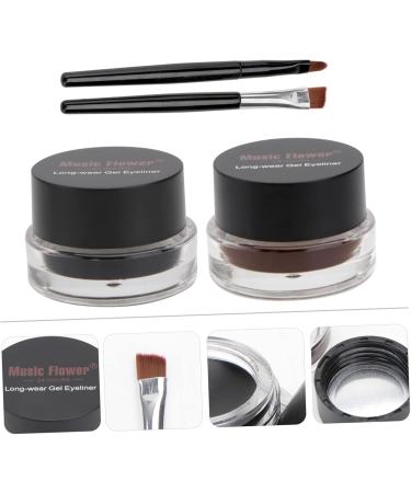 POPETPOP 2pcs Black Waterproof Eyeliner Blackest Eyeliner Eyeshadow Cream Eye Shadow Glitter Powder Lasting - Buy Online on GoSupps.com