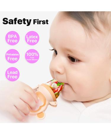 MICHEF Baby Food Feeder Fruit Pacifier (2 Pack) - Silicone Teething Toy with 6 Replaceable Pacifiers for Infant Feeding - Ideal Teether for Babies - Buy Online on GoSupps.com