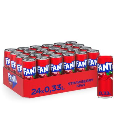 Fanta Strawberry & Kiwi - mixture of strawberry taste and exotic kiwi aroma - sparkling soft drink in one way (24 x 330 ml) single