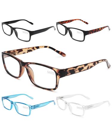 Gaoye 5-Pack Reading Glasses Blue Light Blocking,Spring Hinge Readers for Women Men Anti Glare Filter Lightweight Eyeglasses (#5-Pack Mix Color, 1.5) #5-pack Mix Color 1.5 x