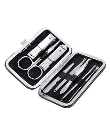 Stainless Steel Nail Scissors Cutter Set Fingernail Toenail for Home and Travel Portable (Black)