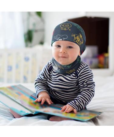 Aolso Baby Cotton Hat and Tube Scarf Set - L-Grey Blue - 1-3 Years | Soft Beanie Hat and Loop Scarf for Autumn Winter Fashion - Buy Online on GoSupps.com
