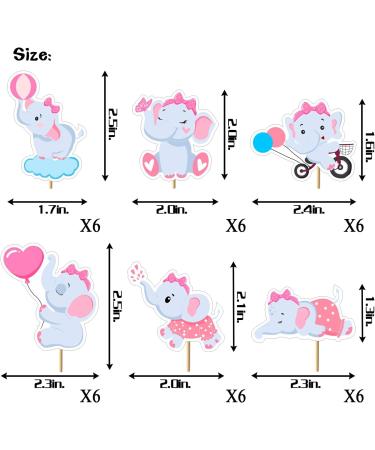 36Pcs Pink Elephant Cupcake Toppers Pink Elephant Baby Shower Decorations for Girl Pink Elephant Cake Decorations Birthday Party Supplies - Buy Online on GoSupps.com
